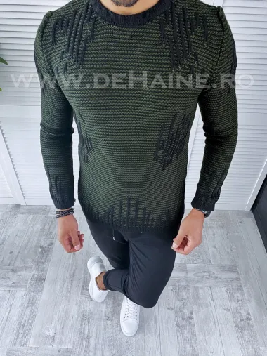 Pulover barbati gros slim fit negru T3636 96-2.3